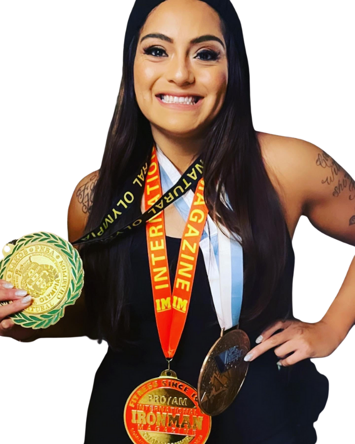 FC Riverside County Fitness Program Laura Guzman with Medals Transparent (PNG)